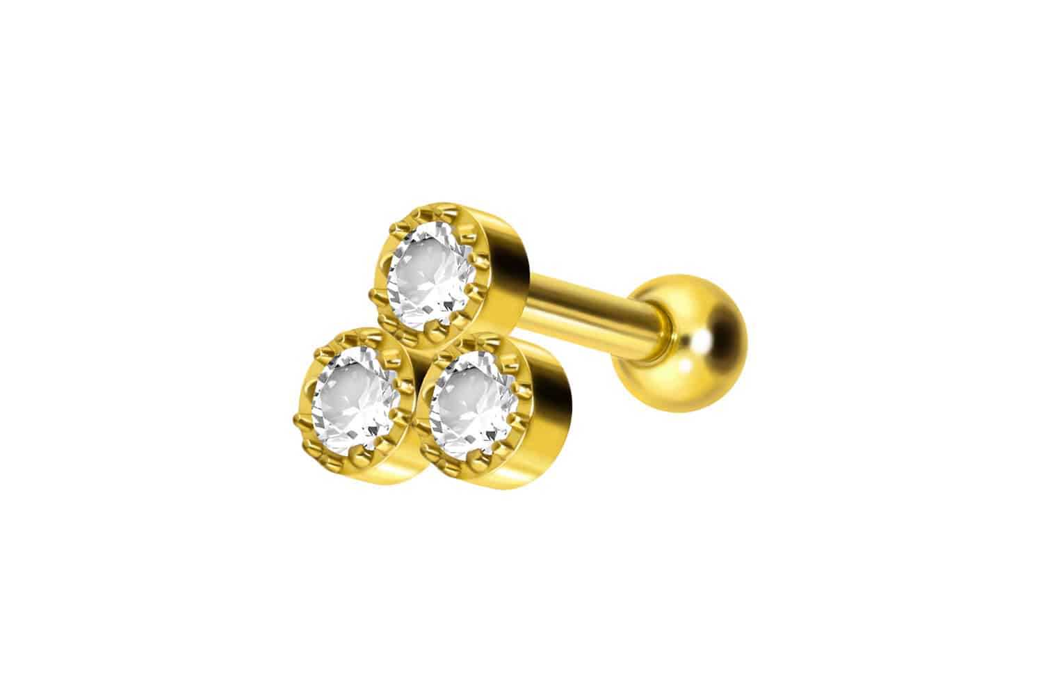 Titan Ohrpiercing 3 EINGEFASSTE KRISTALLE